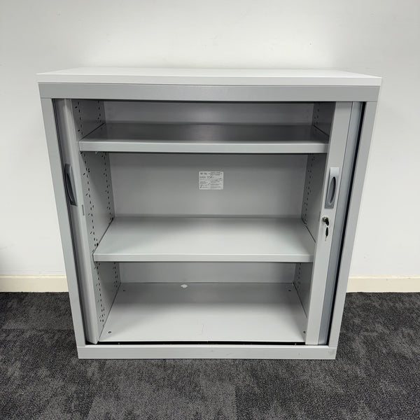 Used Steel Tambour Storage Unit with White Top