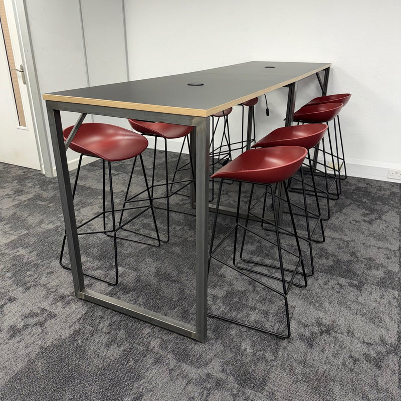 Used HAY Branded High Table and Stool Set with Power