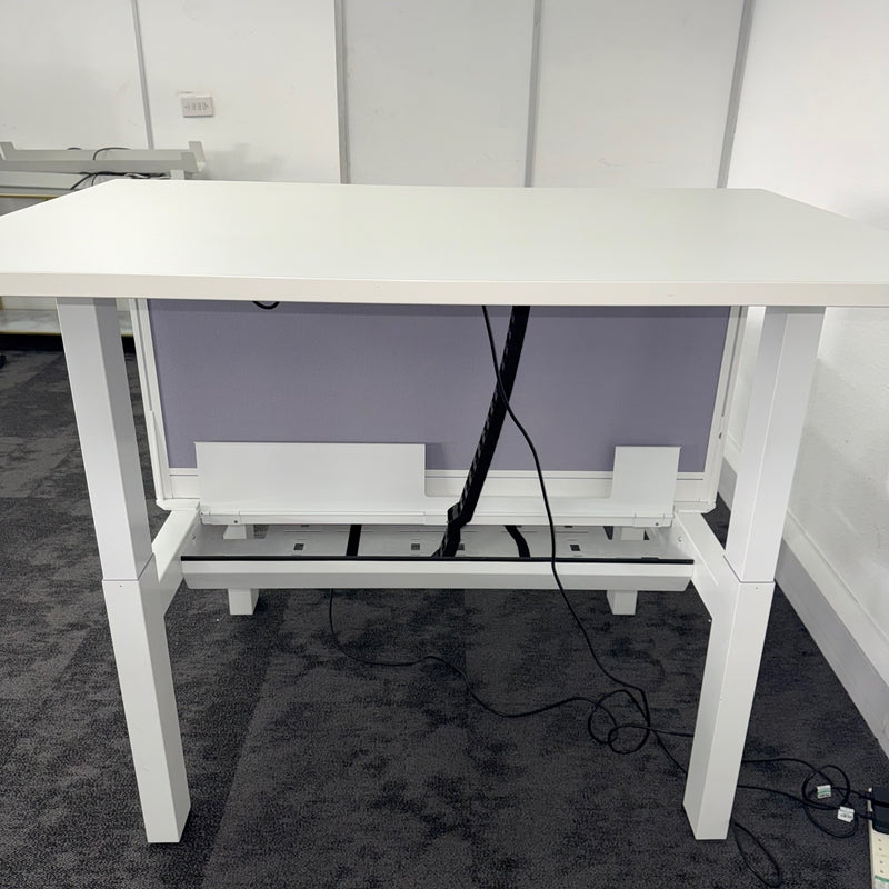 Used Double Electric Bench Desk with Screen and Cable Tray