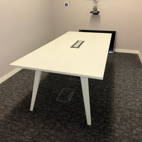 Used Kusch+Co White Meeting Table with Central Power
