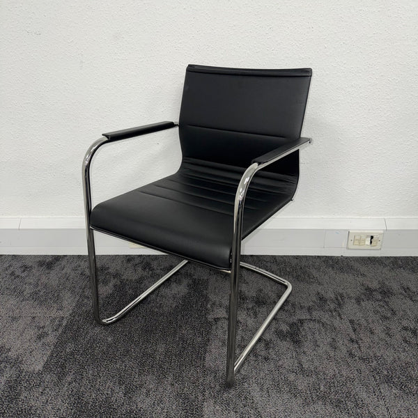 Used ICF Stick Black Leather Meeting Chair