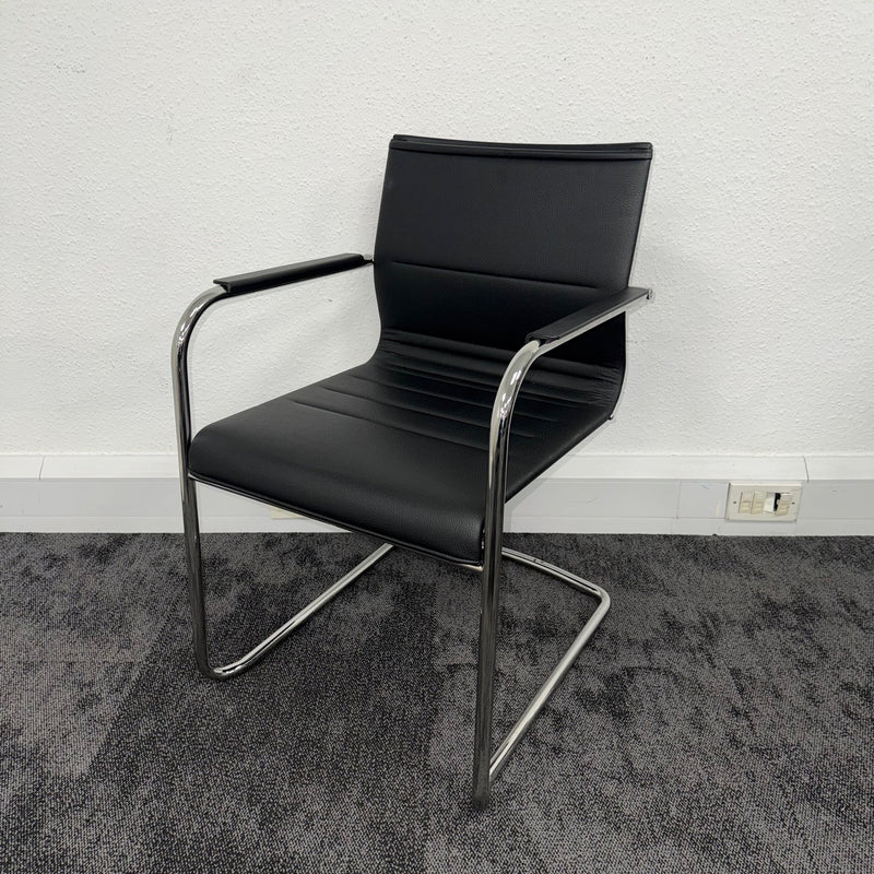 Used ICF Stick Black Leather Meeting Chair
