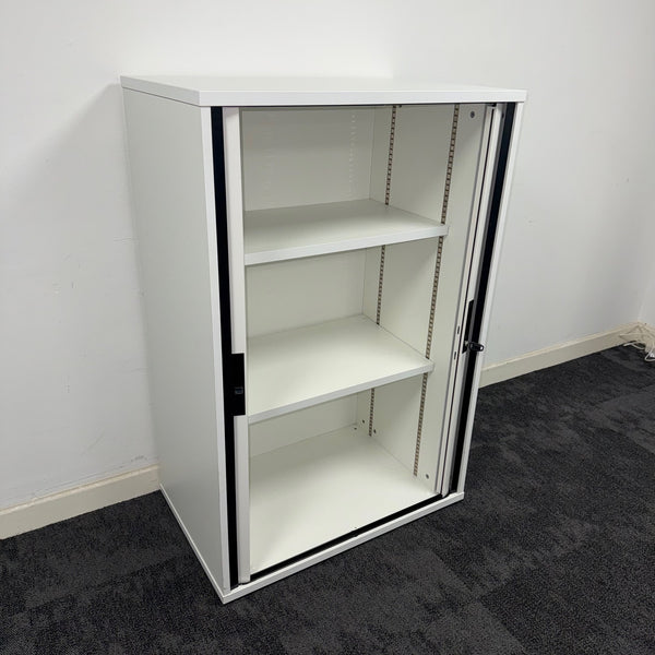 Used White Tambour with 2 Shelves