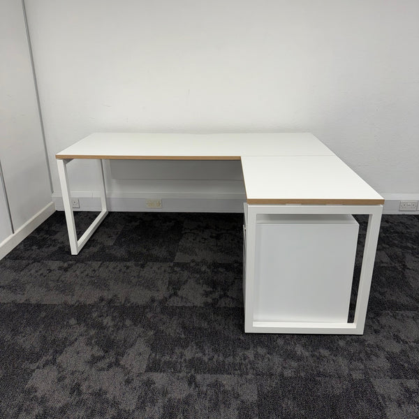 Used Narbutas Curved Desk with Pedestal and Modesty Panel