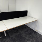 Used Narbutas Nova White Bench Desk with Desktop Power and Cable Tray