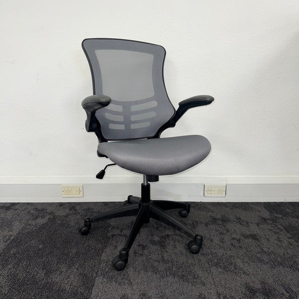 Used Grey Mesh Task Chair with Foldaway Arms
