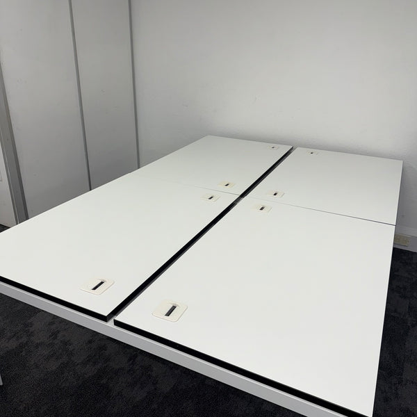 Used White Bench Desk with Cable Management - 1200x800