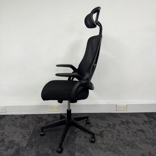New Capitan Office Chair with Mesh Back Lumbar and Folding Arms Black