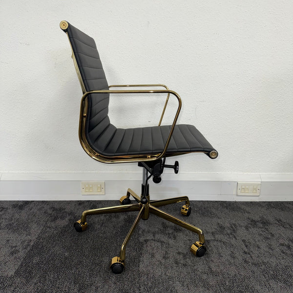 Large Anthracite Meeting Table with 10 x Gold Frame Meeting Tables