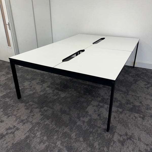 Used White Bench Desk with Cable Tray 1200x800