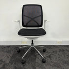 Used Black Mesh Office Chair with White Frame