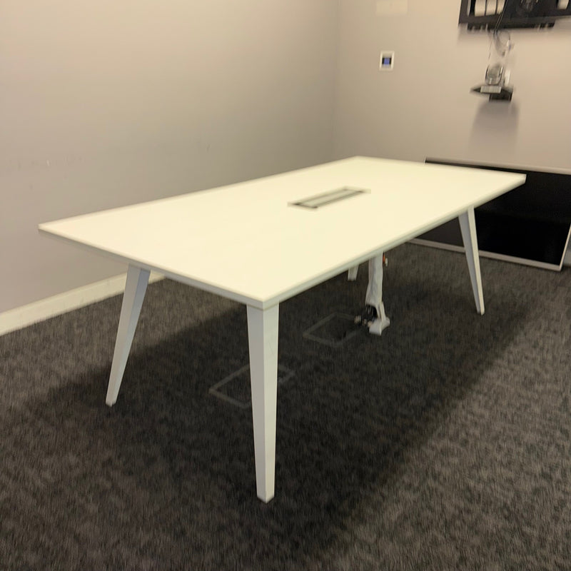Used Kusch+Co White Meeting Table with Central Power