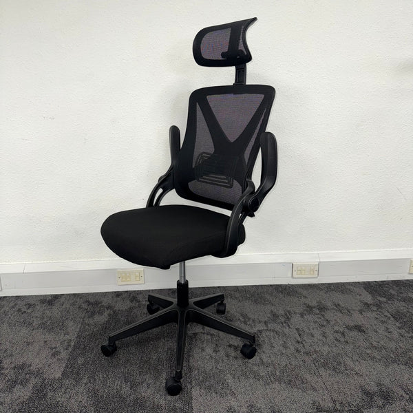 New Capitan Office Chair with Mesh Back Lumbar and Folding Arms Black