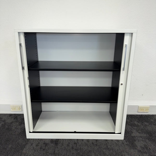 Used White Tambour Cupboard with Lock and Key