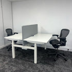 New Cancelled Order Electric Height Adjustable White Bench Desk with Screen and Cable Tray