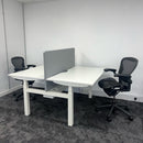 New Cancelled Order Electric Height Adjustable White Bench Desk with Screen and Cable Tray