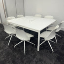 Used White Meeting Table and 8 Humanscale Chairs