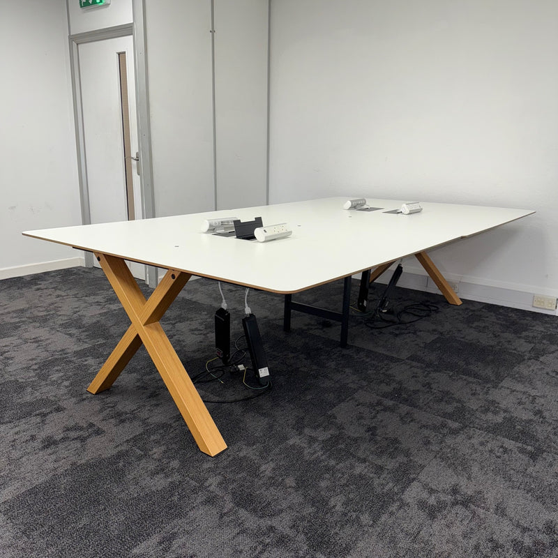 Used Koleksiyon Branded White Bench Desks with Power