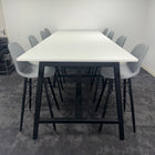 Used White High Table Set with 8 Grey Stools