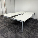 Used Mobili Sliding Top White Bench Desks with Cable Trays - Banks of 4,6,8