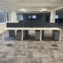 Used Nova White Single Bench Desk Set with Screen and Pedestal