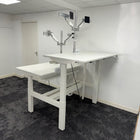Used Senator Chemistry Electric Bench Desk with Humanscale Dual Monitor Arms
