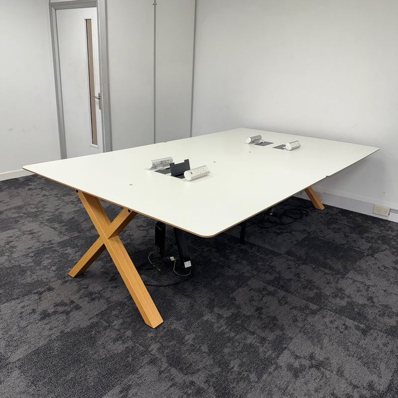 Used Koleksiyon Branded White Bench Desks with Power