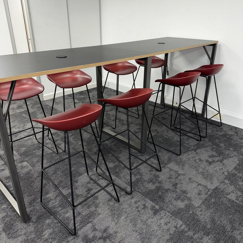 Used HAY Branded High Table and Stool Set with Power