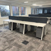 Used Nova White Single Bench Desk Set with Screen and Pedestal