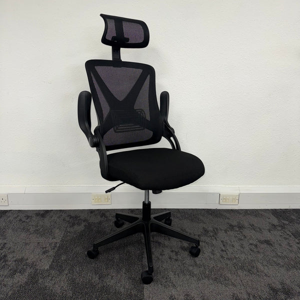 New Capitan Office Chair with Mesh Back Lumbar and Folding Arms Black