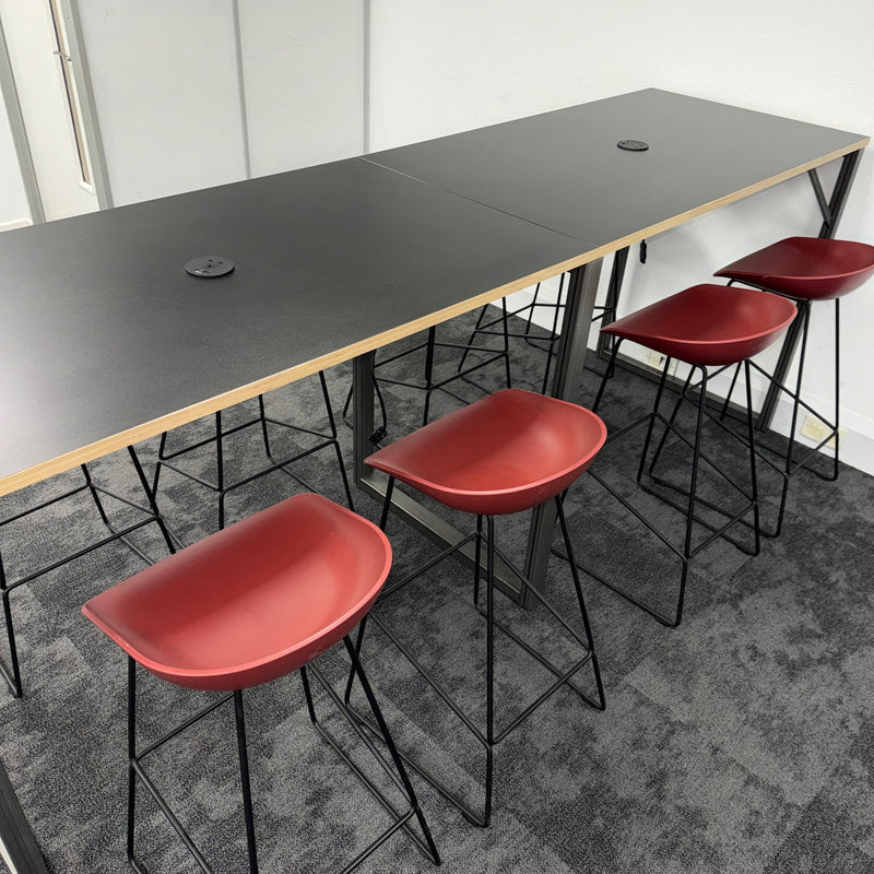 Used HAY Branded High Table and Stool Set with Power