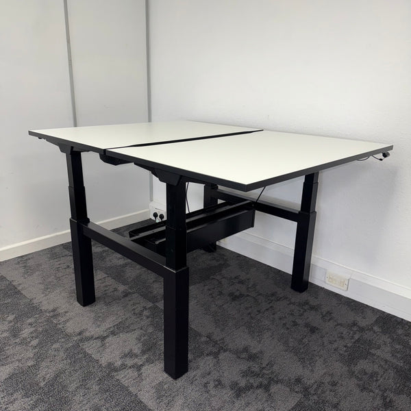 Used Fumac Double Electric Back to Back Height Adjustable Bench Desk