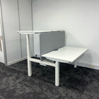 New Cancelled Order Electric Height Adjustable White Bench Desk with Screen and Cable Tray