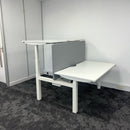 New Cancelled Order Electric Height Adjustable White Bench Desk with Screen and Cable Tray