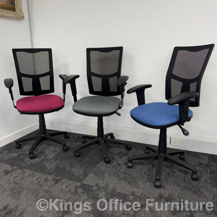 Used 3 Lever Mesh Task Chairs With Coloured Seats