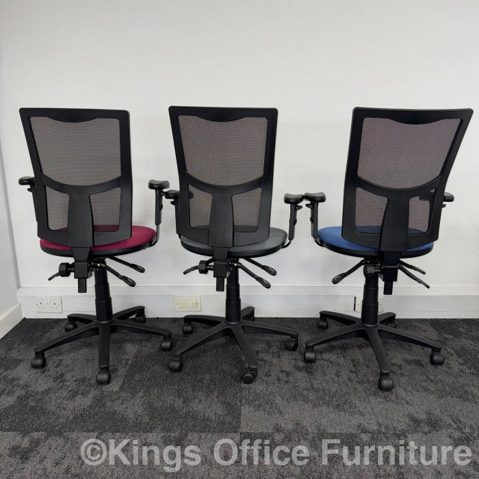 Used 3 Lever Mesh Task Chairs With Coloured Seats