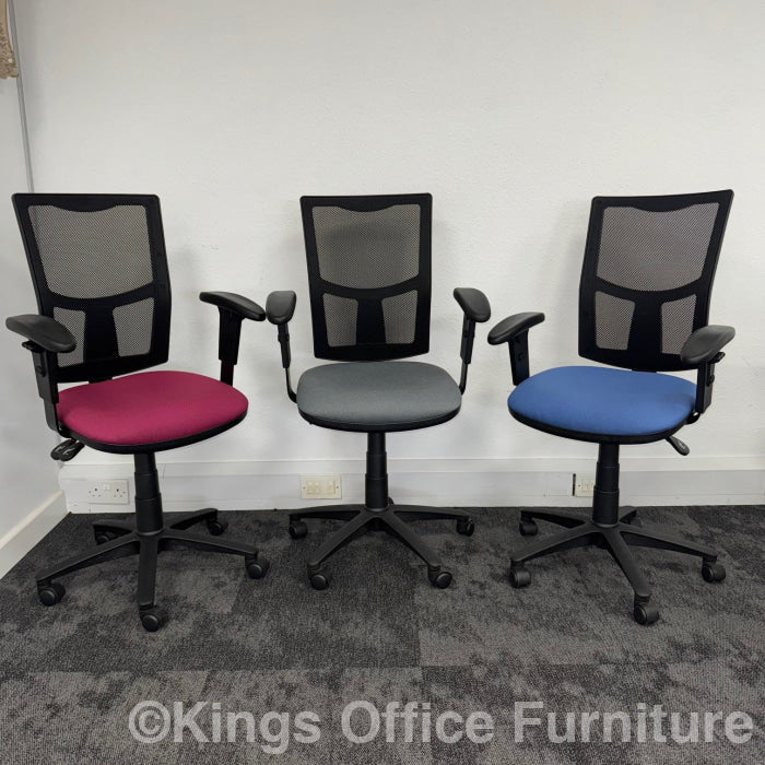 Used 3 Lever Mesh Task Chairs With Coloured Seats