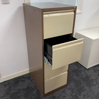 second hand cream and brown Bisley filing cabinet office furniture
