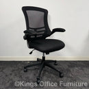 Used Black Mesh Task Chair With Foldaway Arms