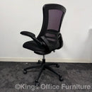 Used Black Mesh Task Chair With Foldaway Arms