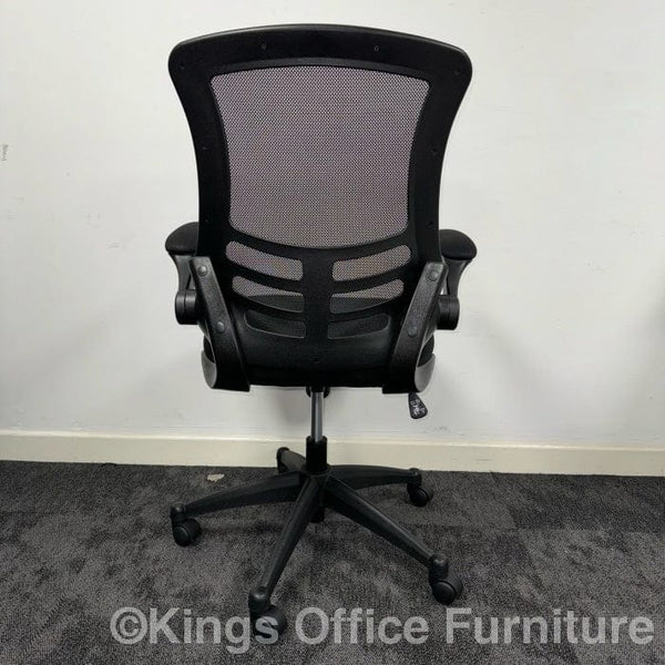 Used Black Mesh Task Chair With Foldaway Arms