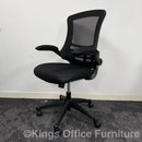 Used Black Mesh Task Chair With Foldaway Arms