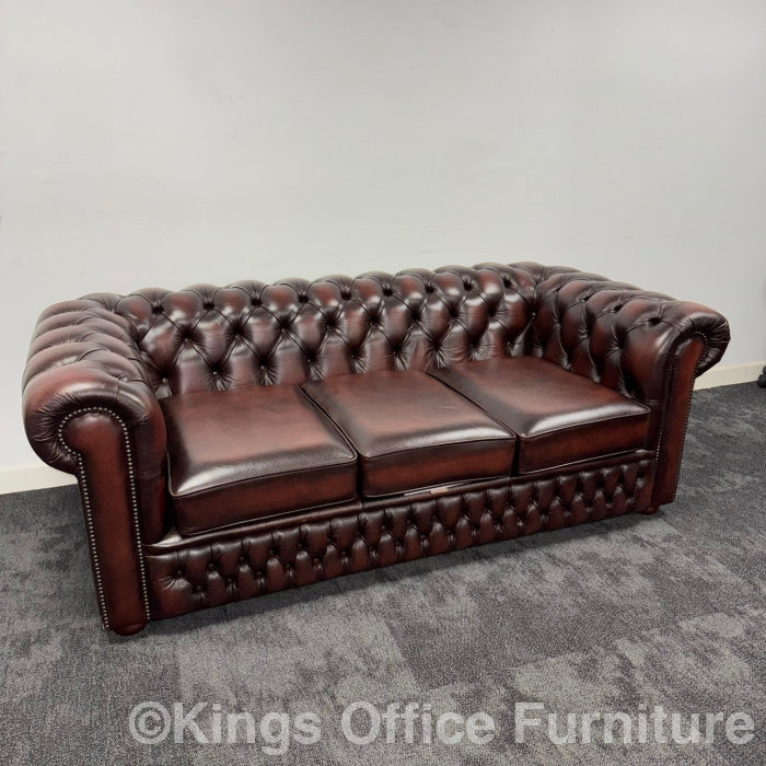 Used Chesterfield 3 Seater Sofa In Chestnut Mahogany