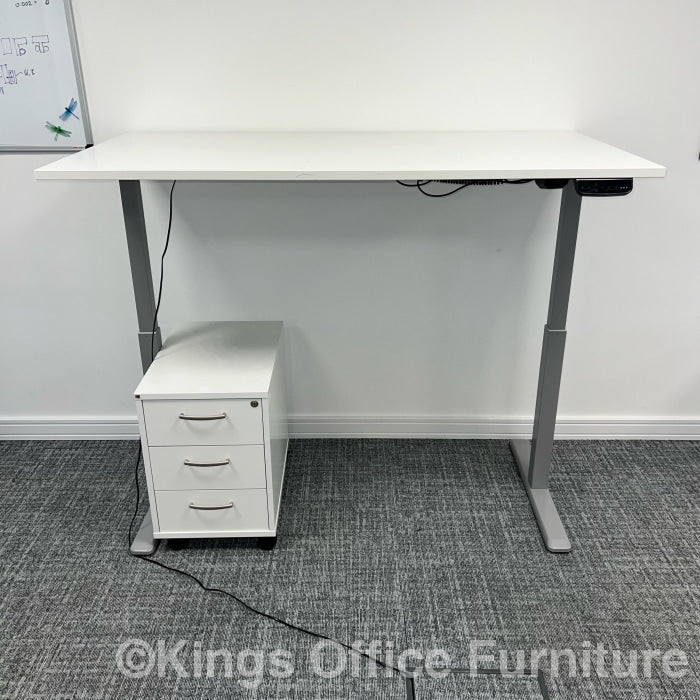 Used Electric Sit-Stand Desk With Touch Screen Controls And Pedestal