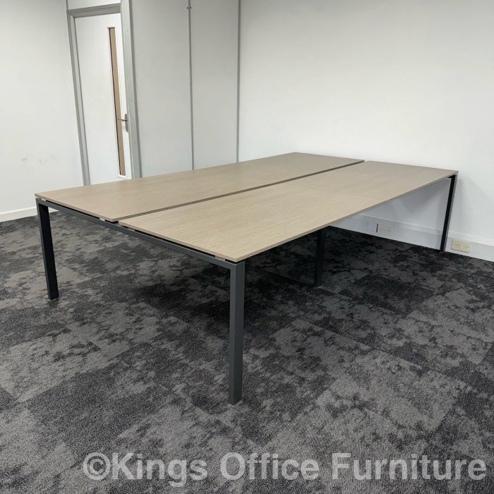 Used Grey Oak Bench Desk With Cable Tray 1200X800