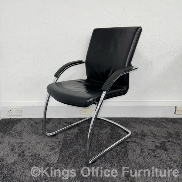 Used Grisberger Black Leather Meeting Chairs