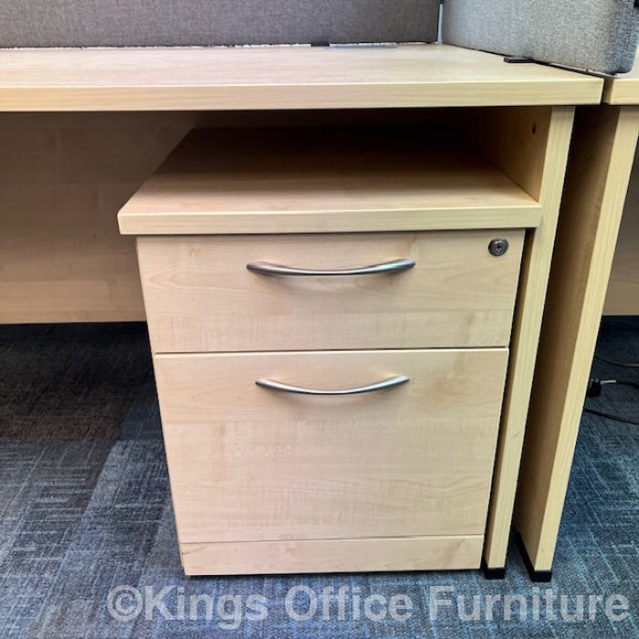 Used Maple Straight Paneled Ended Desk With Mobile Pedestal