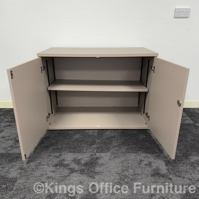 Used Mocha Desk High Cupboard With Adjustable Shelve