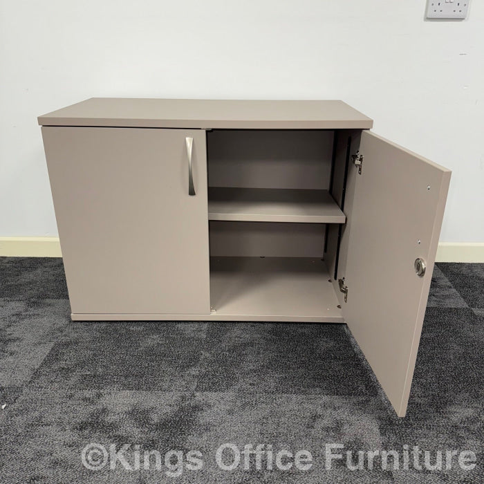 Used Mocha Desk High Cupboard With Adjustable Shelve