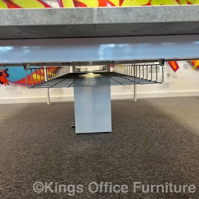 Used Modern Concrete Bench Desks With Cable Tray